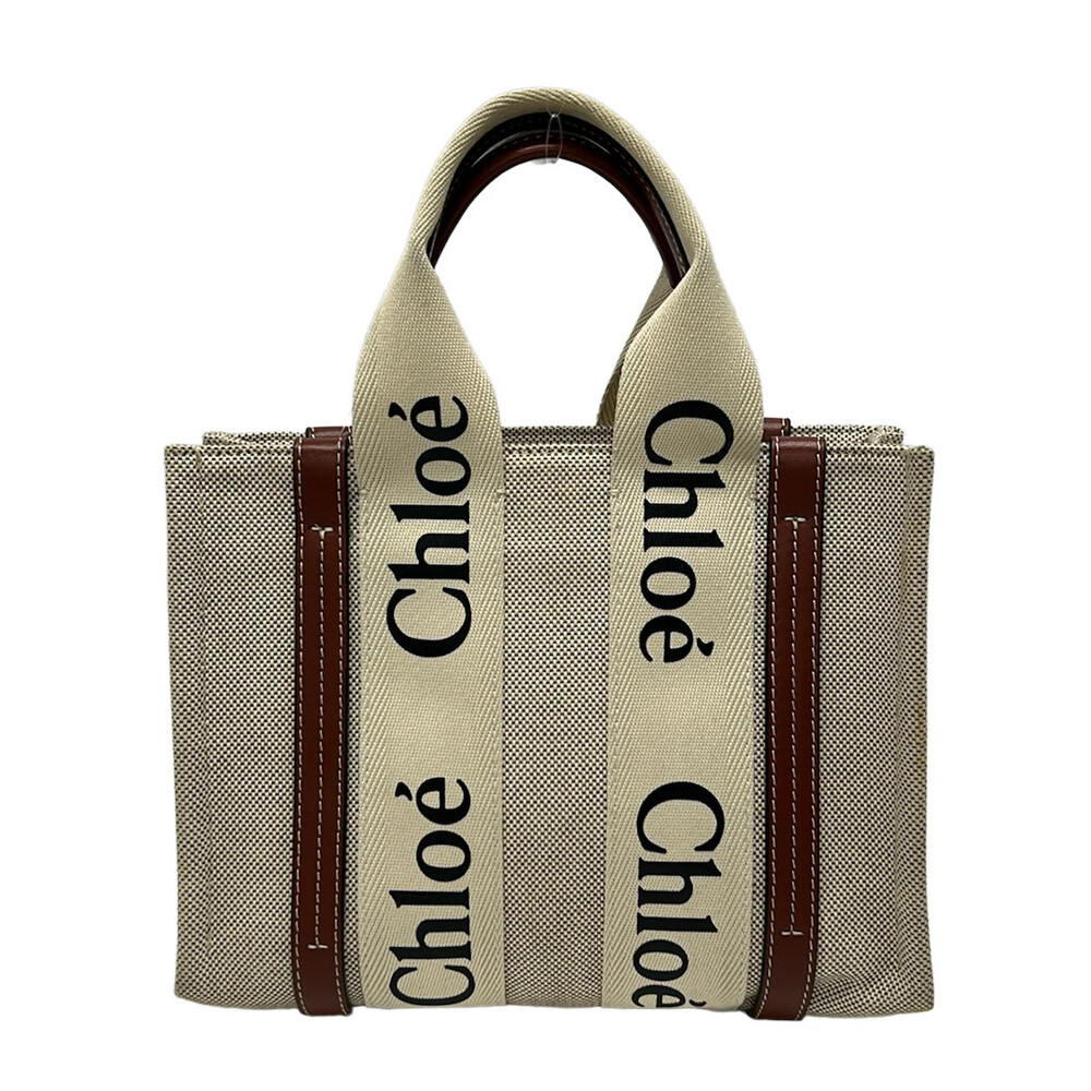 Chloe Woody Small Tote Bag Cream Brown #332722C64B